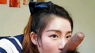 Chinese Student Giving Passionate Blowjob and Cum in Mouth - NicoLove