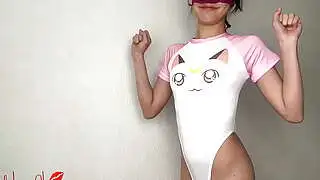 Japanese Bodysuits Try On Haul with Asian Girl